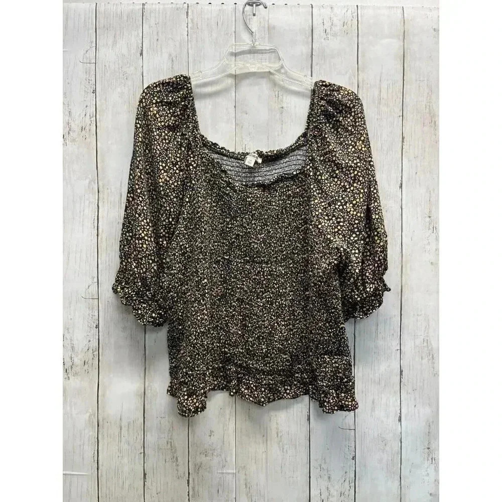GOODTHREADS WOMENS SIZE XXL SCOOP NECK STRETCHY PUFFY SHOULDERS BLOUSE